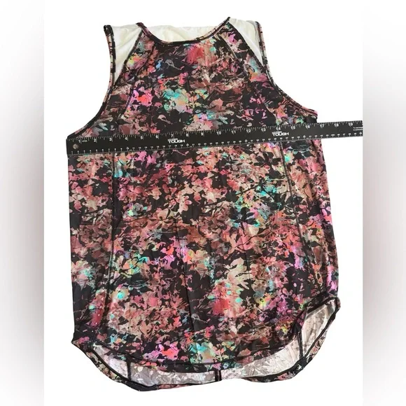 lululemon athletica Black Floral Racerback Tank with Pink and Teal Accents - Picture 3 of 4